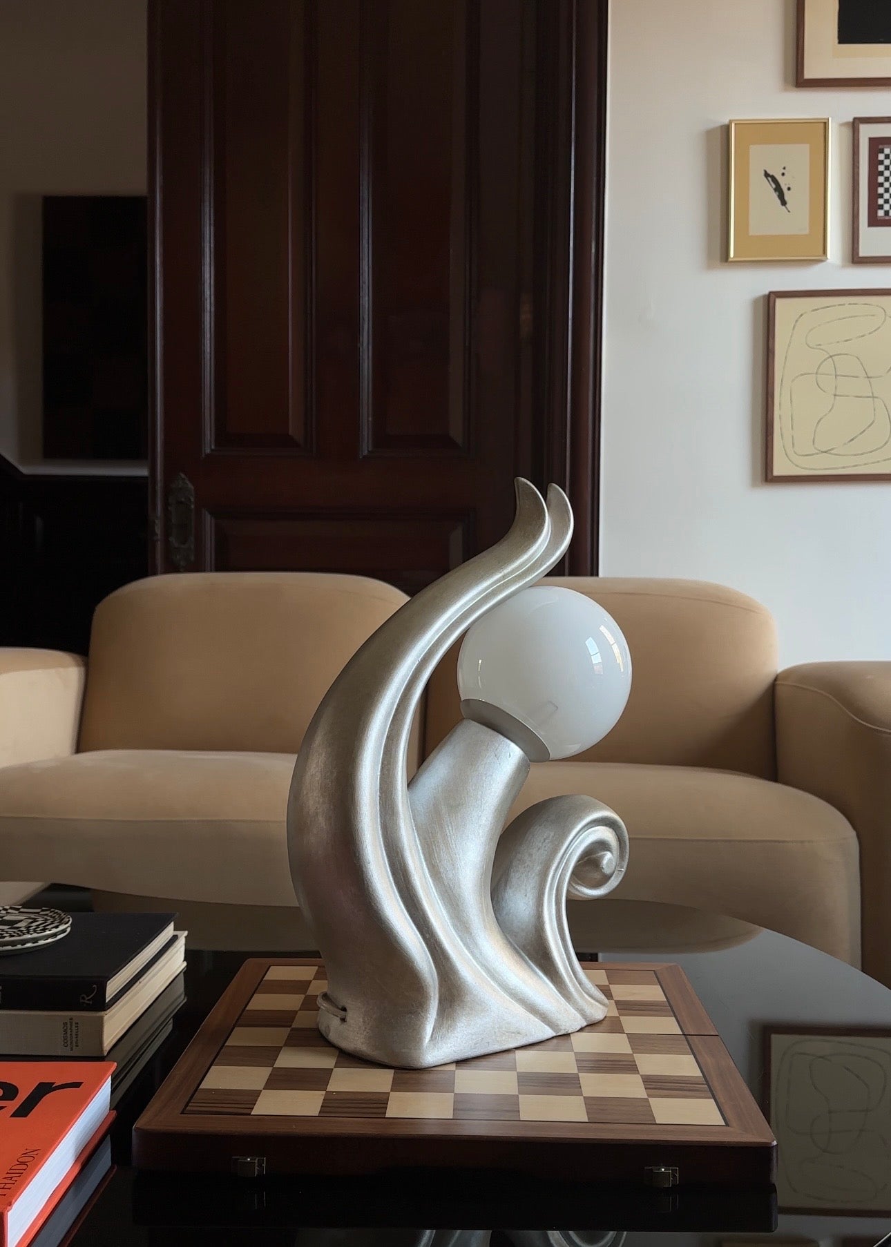 Ceramic Wave Globe Lamp