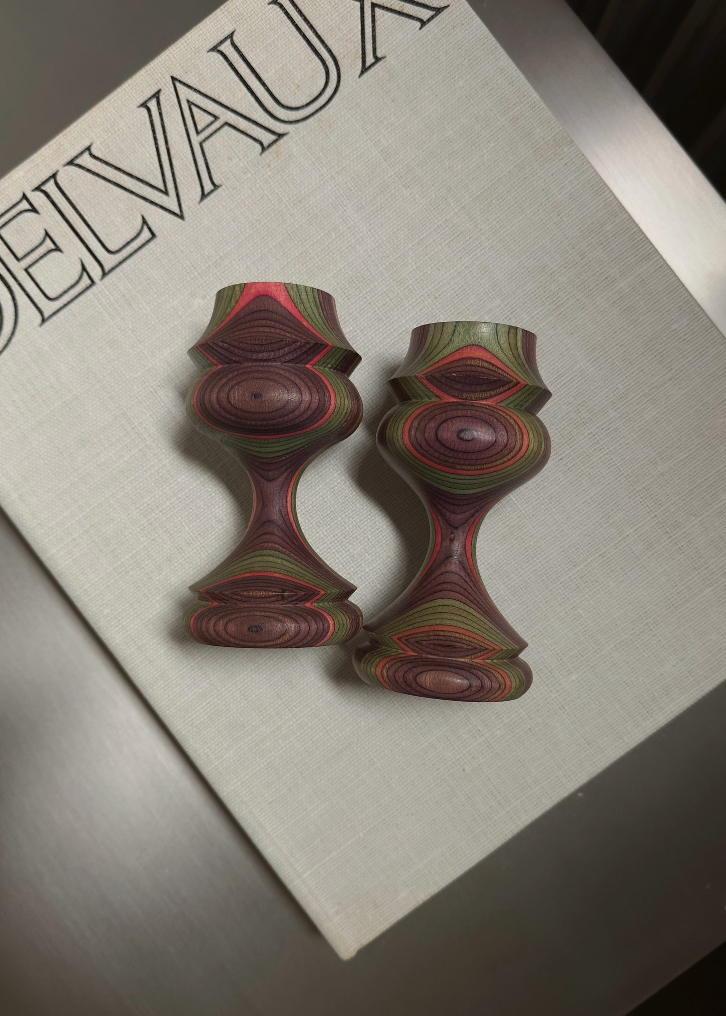 Hand-Turned Candle Holders by Tom Foster (Pair)