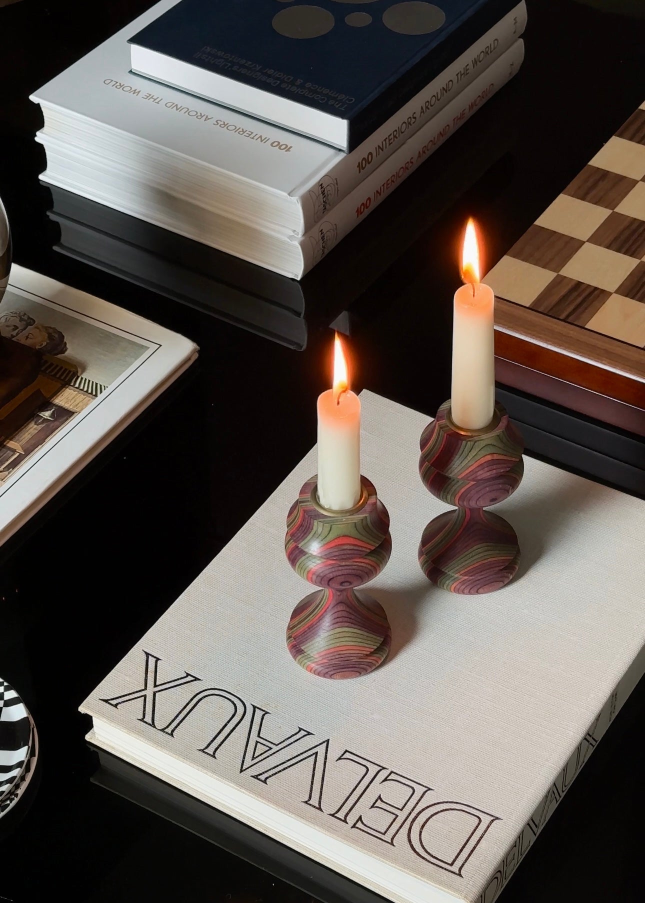 Hand-Turned Candle Holders by Tom Foster (Pair)