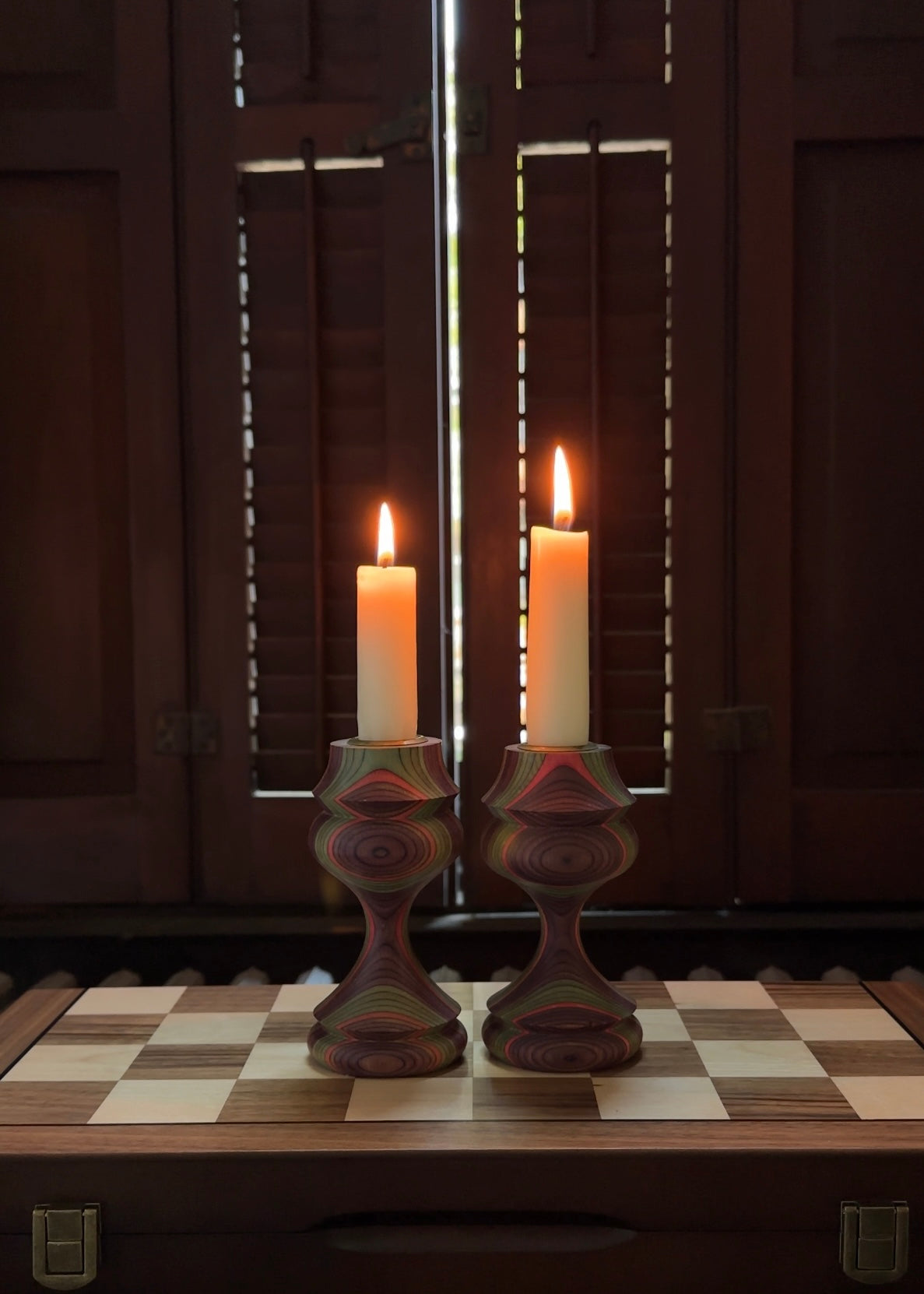 Hand-Turned Candle Holders by Tom Foster (Pair)