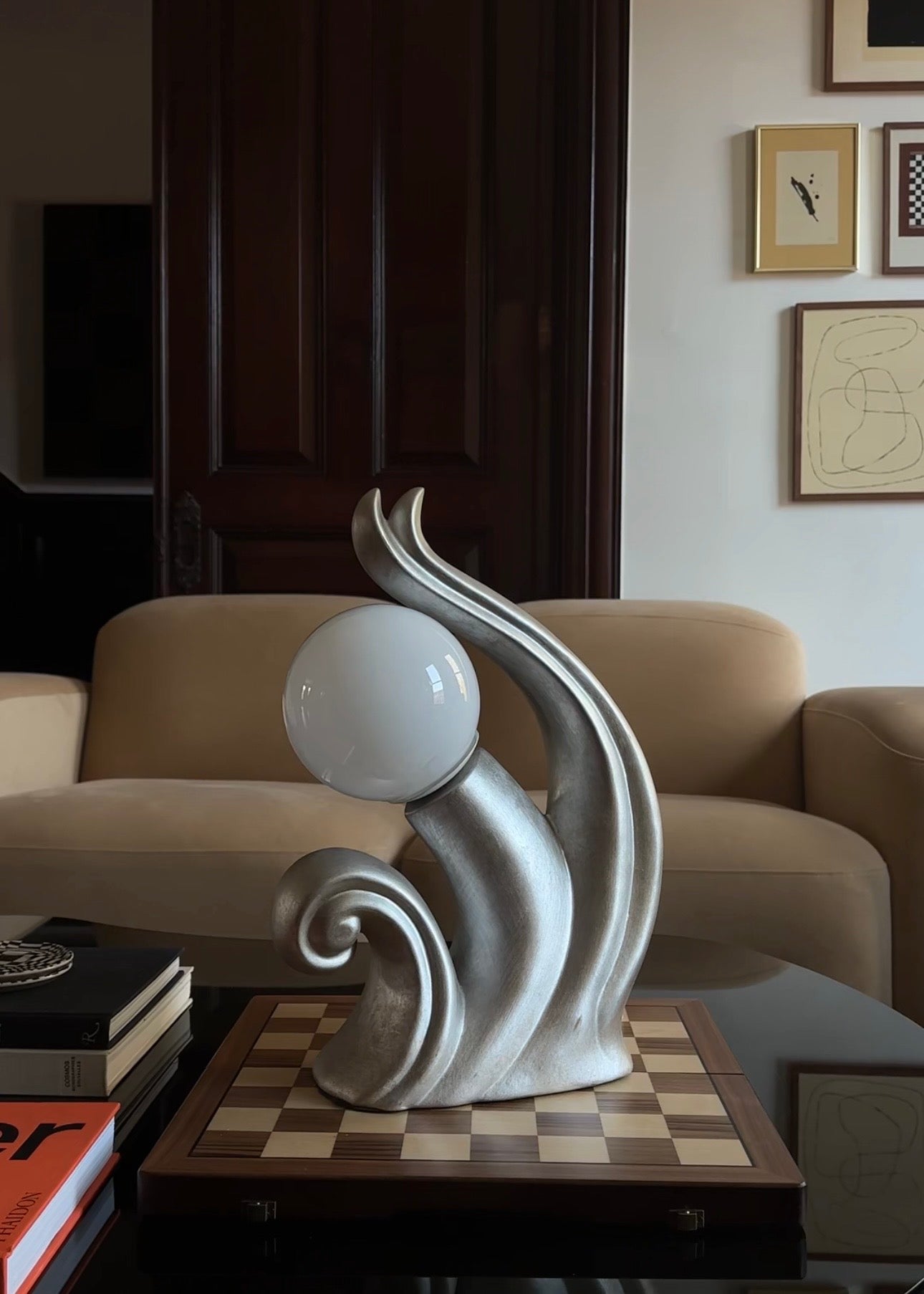 Ceramic Wave Globe Lamp