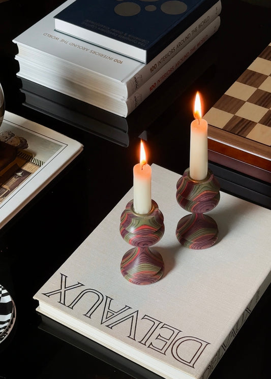 Hand-Turned Candle Holders by Tom Foster (Pair)